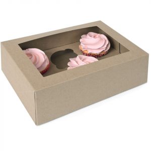House of Marie Cupcake Box für 6 Cupcakes kraftpapier braun, 2 Stück