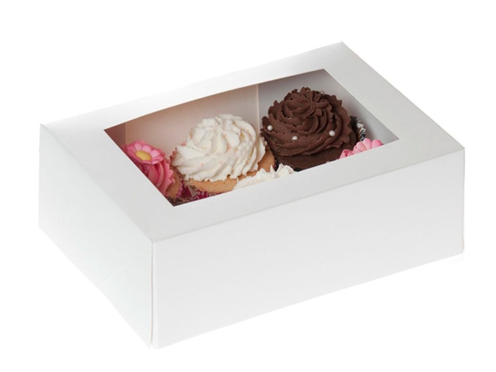 House of Marie Cupcake Box für 6 Cupcakes weiß, 2 Stück