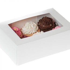 House of Marie Cupcake Box für 6 Cupcakes weiß, 2 Stück