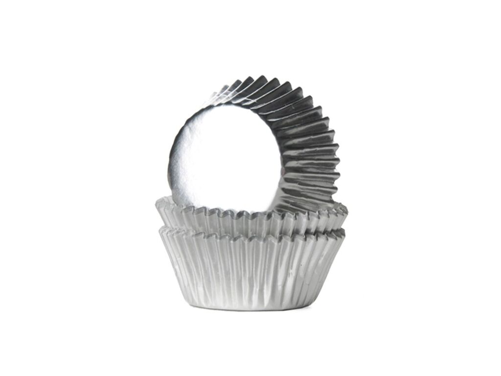 House of Marie Mini-Muffinförmchen Folie silber 36 Stück