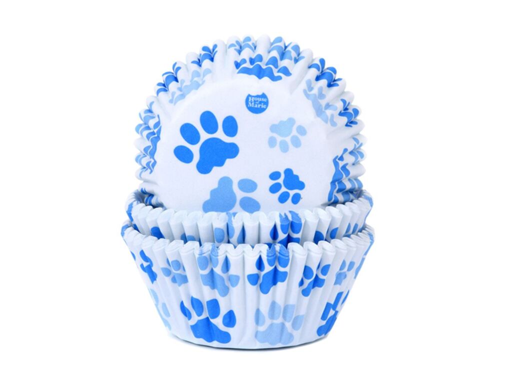 House of Marie Muffinförmchen Pfote blau 50 Stück