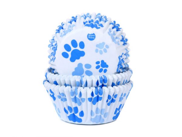 House of Marie Muffinförmchen Pfote blau 50 Stück