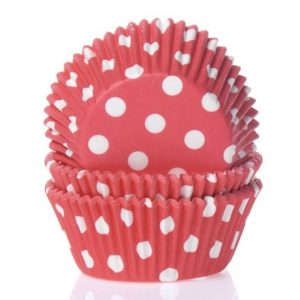 House of Marie Muffinförmchen rot weiße Punkte 50 Stück