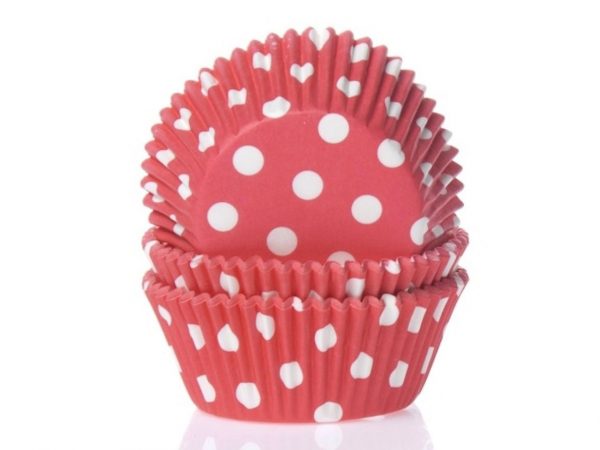 House of Marie Muffinförmchen rot weiße Punkte 50 Stück