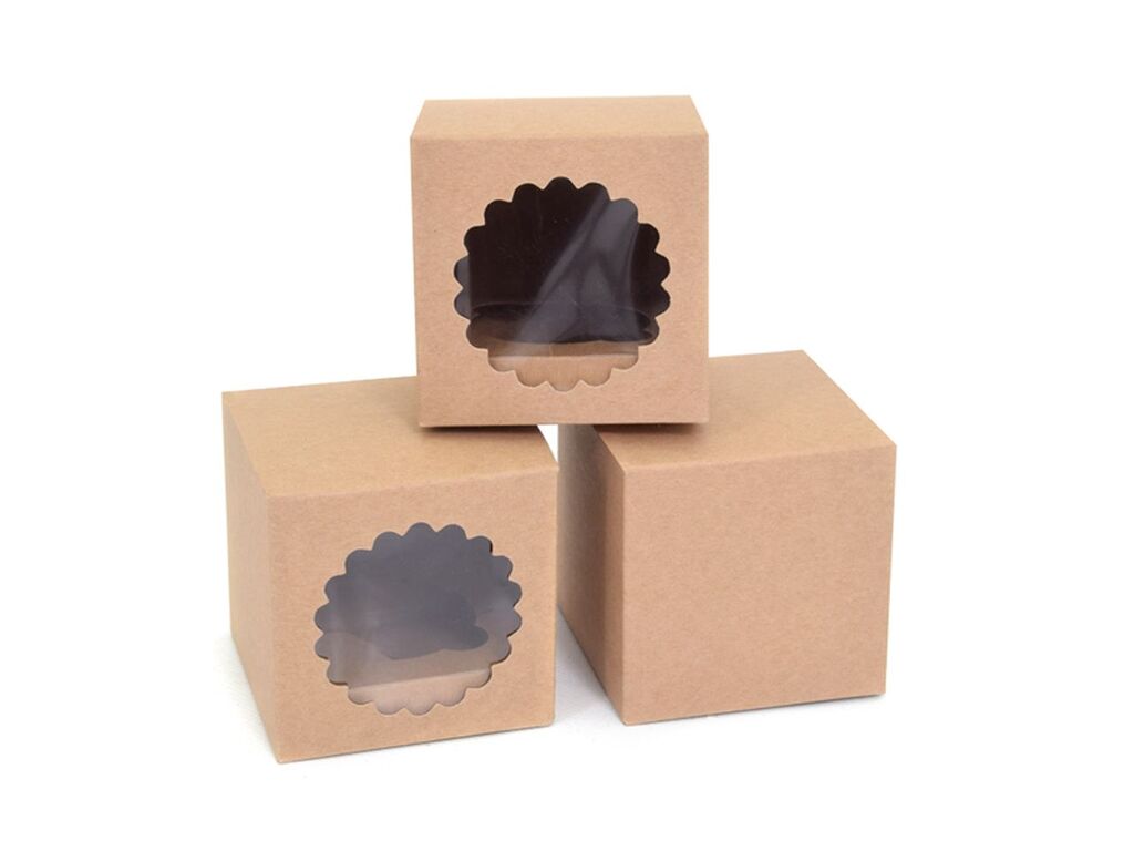 House of Marie Cupcake Box für 1 Cupcake ECO-Line Kraft, 3 Stück