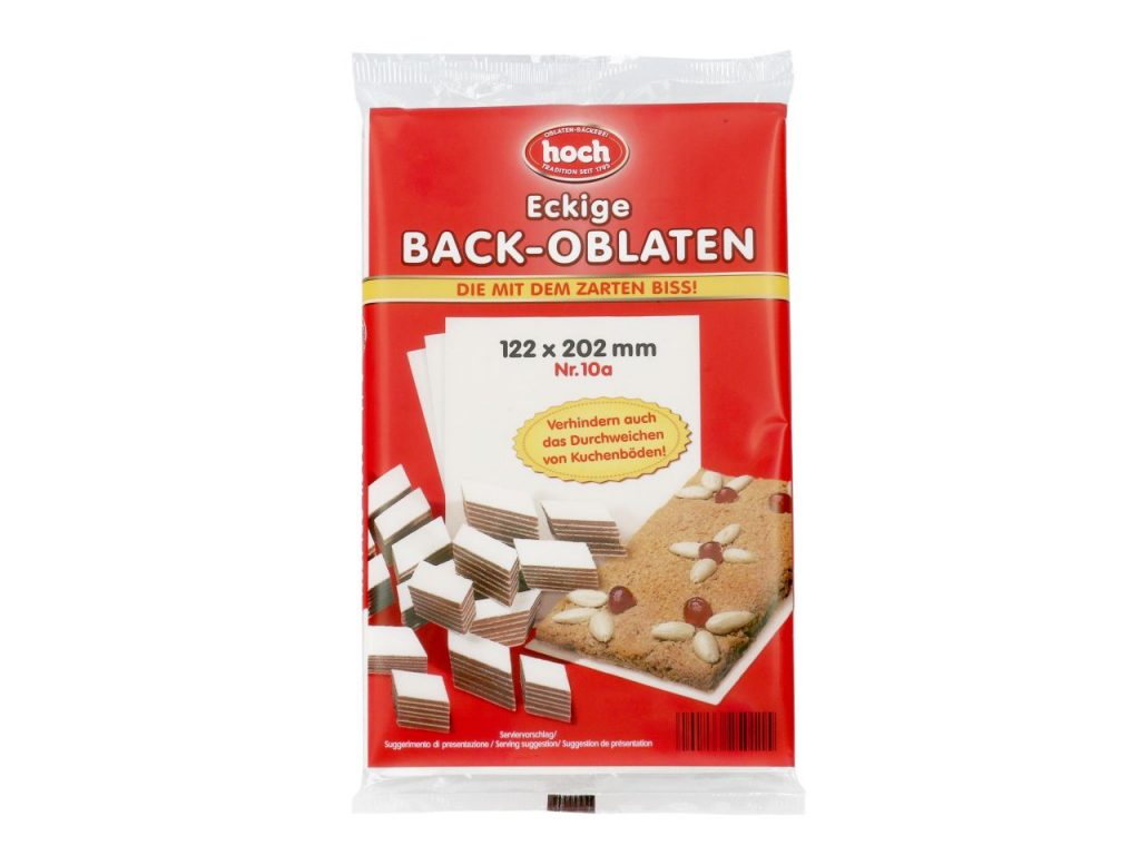 Hoch Back-Oblaten eckig 122x202mm 10 Stück