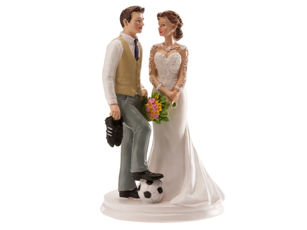 Dekora Tortenaufsatz Hochzeitspaar Fußball, 18cm