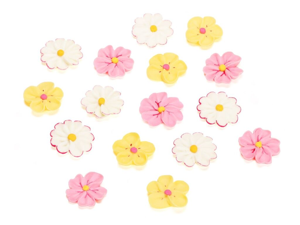 CM Sommerblüten Zucker rosa gelb weiß, 16 Stück