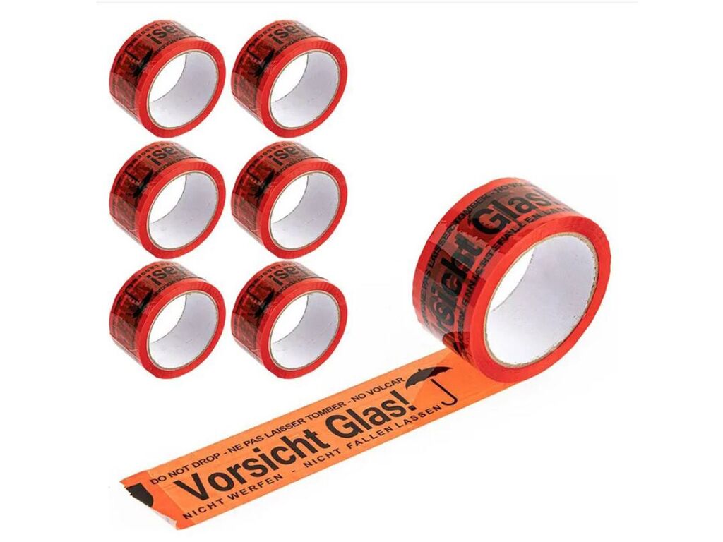 Klebeband Vorsicht Glas 66m, 6 Rollen